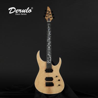 China Derulo Electric Guitar OEM Custom Mahogany 6Strings Electric Guitar Quilted Customized Neck Maple Fingerboard 5Pieces Top Custombody for sale