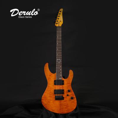 China Derulo Electric Guitar OEM High Quality 6Strings Maple Mahogany Hand Quilting CanadianMaple Neck Top Custom for sale