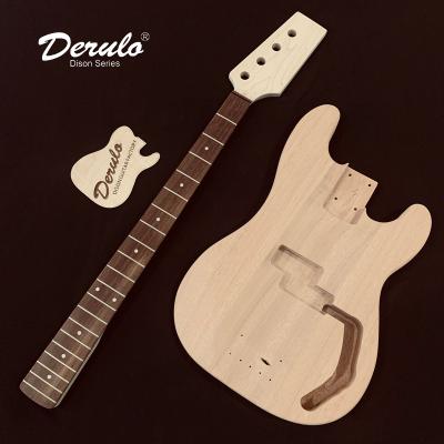 China Unfinished Canadian Neck 4 String Maple Mahogany Electric Bass Mahogany Body Rosewood Fingerboard Derulo DIY Guitar for sale