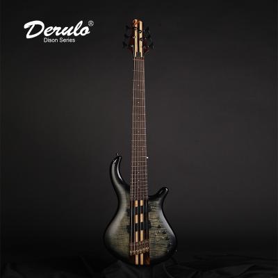 China Derulo Bass Guitar OEM Custom 6 Mahogany Electric Bass Custom 6-String Electric Bass 5Pice Neck& Flamed Maple Top Custombody for sale