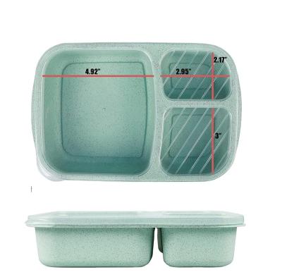 China Leakproof Wheat Straw Bowl Shape Bento Box Plastic Rectangular Food Container For Students for sale