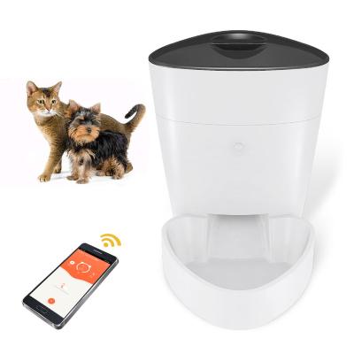 China Tuya 4L Wifi Automatic Pet Feeder Food Container Smart Automatic Synchronized Feeding Dispenser for sale