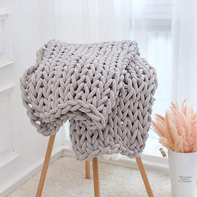 China 2021 Anti-Static Hot Selling Soft Knit Chunky Color Chair Mat Blanket Blanket Knit Throw Blanket for sale