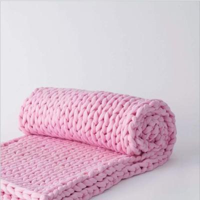 China Cotton Chunky Knitted Blankets Breathable Custom Folded Blankets Knitted Blanket Wholesale Weighed Big Than Soft Knit 1000pcs Solid Woven for sale