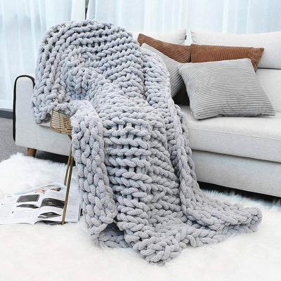 China Wholesale Whosale Anti-Static Super Soft Custom Handmade Knit Multicolor Knitted Breathable Chenille Weighted Throw Blanket for sale