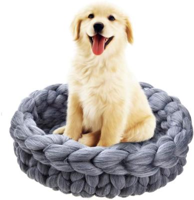 China Breathable Raw Wool Woven Pet Nest Bedroom Decoration Pet Accessories Embed Chemical Fiber Yarn Merino Wool Material for sale