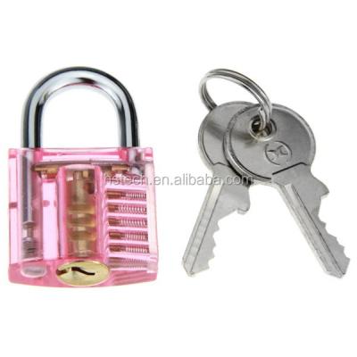 China Light Pink Locksmith Practice Training Tool Mini Transparent Practice Padlock Training Locksmith Training Skill Beautiful Design for sale