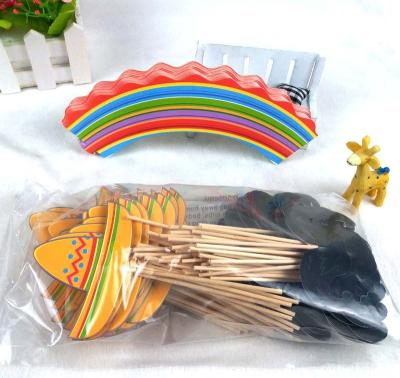 China Hotel And Resort Mini Customized Shape Decoration Toothpick Food Cake Paper Flag With Stick for sale