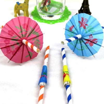 China Contemporary Paper Customized Custom Shaped Colors Cartoon Party Honeycomb Modeling 3D Cartoon Umbrellapaper Straws for sale