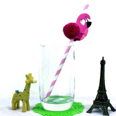 China Contemporary Paper Customized Custom Shaped Colors Cartoon Party Honeycomb Modeling 3D Cartoon Flamingos Paper Straws for sale