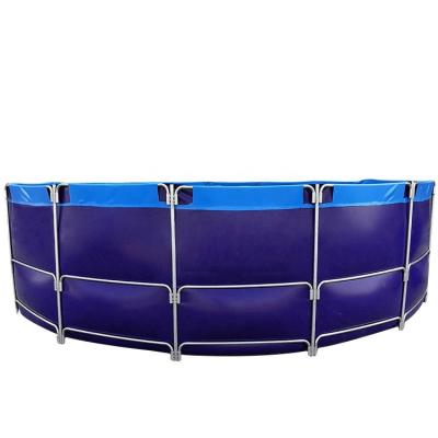 China UV Resistant Collapsible Round Fish Farming Tank Plastic PVC Tarpaulin Aquarium for sale