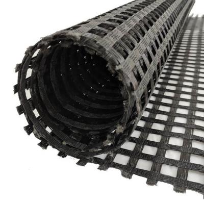 China Modern High Tensile Warp Knitted Polyester Geogrid 20-800KN for sale