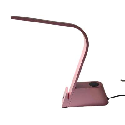 China Simple Cute Pink Usb Interface Led Work And Home Small Desk Lamp With Mobile Phone Radio Charging Function for sale