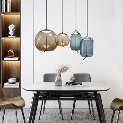 China Contemporary Modern Minimalist Round Italian Ceiling Lamp Vintage Round Glass Ball Dining Room Bedroom Hotel Lobby Hotel Home Style Luxury Chandeliers for sale