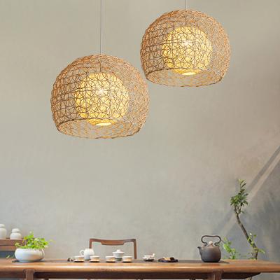 China Modern American Art E27 Light Bulb Country Style Lamp Rattan Hanging Decorative Shade Tiered Led Pendant Light Chandelier for sale