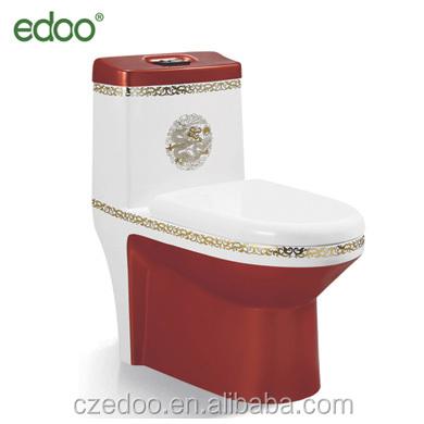 China Double-Flow China Manufacturer Hot Selling Colorful Gold One Piece Toilet for sale