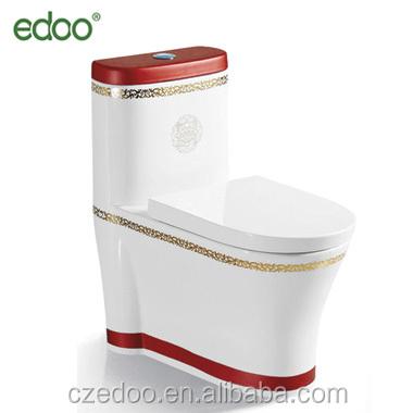 China Double-flow Eddy One Piece Ceramic Toilet China Supplier Color Gold 2017 Red for sale