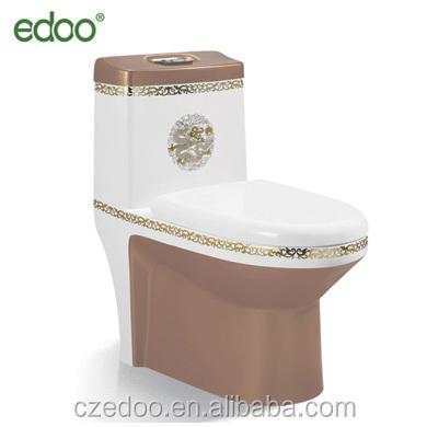 China Hot Selling Cheap Colorful Double-flush Gold Ceramic Bowl One Piece Toilet for sale