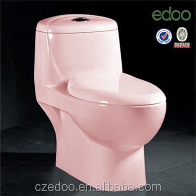 China Siphonic Double-Flow New Design Popular Pink Color Lavatory Cabinet / Washdown One Piece Toilet for sale