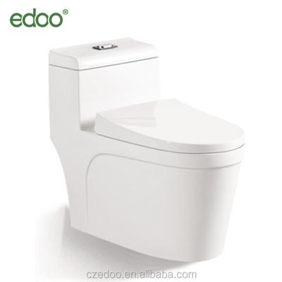 China Double-flush Golden Supplier EDOO Elegant New-design Siphonic One-Piece Toilet Sanitary Ware for sale