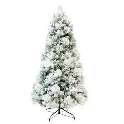 China Fir tree with lights custom made pvc+pe assembled christmas tree artificial snow falling christmas tree for sale