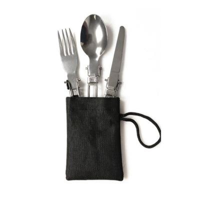 China Spoon Knife Fork Sustainable Travel Folding Stainless Steel Flatware Foldable Cutlery Sets Foldable Cutlery for sale