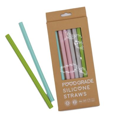 China Sustainable Premium 8pcs Sets Food Grade Straw-Openable Design Easy To Clean Hot And Cold Silicone Compatible Reusable Straws for sale