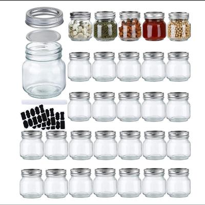 China 8oz 250ml Sticker Viable Private Mason Jar Spice Glass Jar Glass Bottles Clear Glass Jar for Spice Container with Sealed Screw Lid for sale