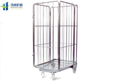 China Heavy Duty Mesh Storage Trolley Durable High Sided Industrial Metal Trolley for sale