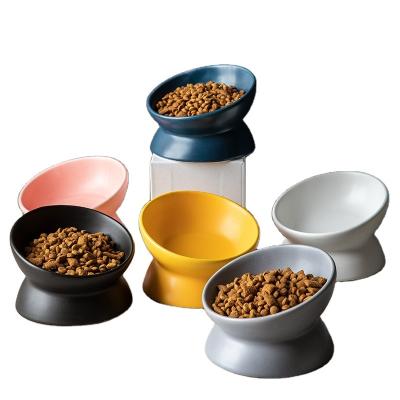 China Sustainable Protect Cervical Spine Non-slip Customize Ceramic Logo Raised Cat Bowl for sale