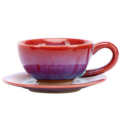 China Factory Sale Unique Clay Funky Colorful For Sale Ceramic Coffee Cups And Saucers In Viable Saucer Tea Set Cup for sale