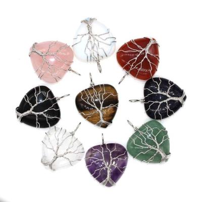 China Creative Hand-wound Gemstone Diy Jewelry Pendant FASHIONABLE Crystal Stone Natural Stone Dangle Heart-wound for sale