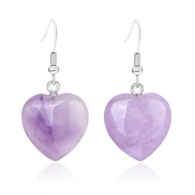 China Hot Selling Natural Stone Earrings FASHIONABLE Crystal Romantic Ear Decor Jewelry Multicolor White Heart Women's Earrings for sale