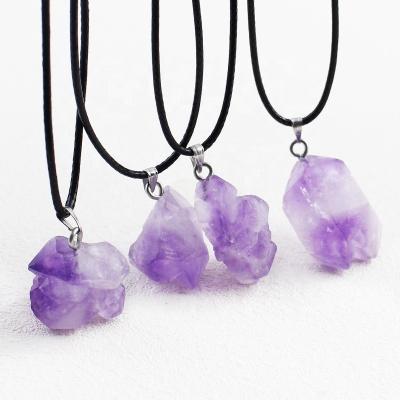 China Other Customized Wholesale Unisex Natural Stone Amethyst Choker Women Accessories Irregular Necklace for sale