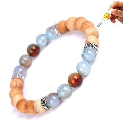 China Vintage Jewelry Boho Wooden Natural Glazed Chain Stone Agate Personalized Bracelets For Women Men for sale