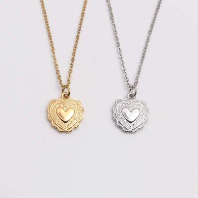 China New FASHIONABLE European and American Titanium Steel Clavicle Chain 18K Gold Plated Heart Pendant Pendants Bulk Jewelry Making for sale