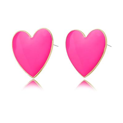 China Luxury Cute Ladies Ear Jewelry Wholesale Casual/Sporty Valentine's Day Studs Lace To Enamel Heart Shaped Earrings for sale