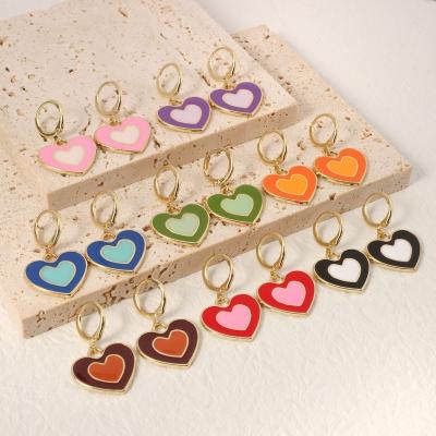 China Wholesale Casual/Sporty Gold Small Minimalist Wholesale Casual/Sporty Gold Small Heart Chandelier Drip Drop Earrings Girl Jewelry Valentine's Day Gift Circle Earring for sale