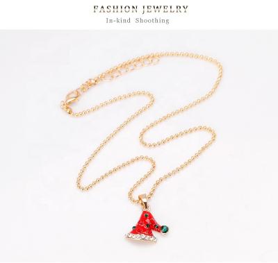 China Christmas border cute hat design jewelry necklace Europe and America e-commerce pendant necklace for sale