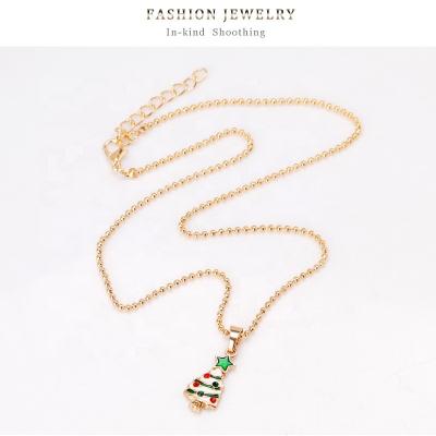 China Hot Selling Christmas Tree Pendant Necklace New Europe and America Christmas Product Explosion Necklace Simple Border Necklace Jewelry for sale