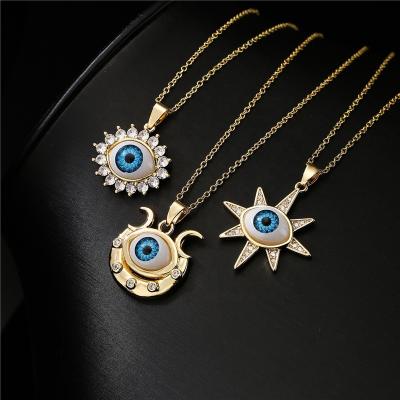 China TRENDY Hot Selling Real Gold Copper Plated Zircon Jewelry Personality Pendant Necklace For Women for sale