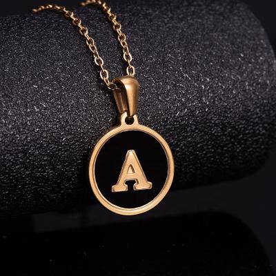 China FASHIONABLE Hot Selling Small Ladies Gold Polished Stainless Round 45cm Letter Pendant Necklace for sale