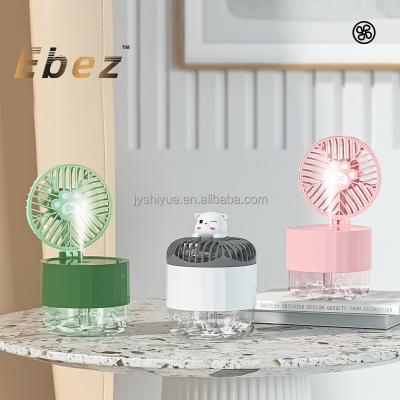 China Humidifier Fan With Light Cute Cat Design Mist Spray Night Portable 2022 New Arrival Desktop Fan Humidifier Fan Mist Fan for sale