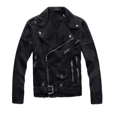 China Fashion Zipper Patchwork Motorcycle Hip Hop Denim Jacket Waterproof Fashion Tops For Men for sale