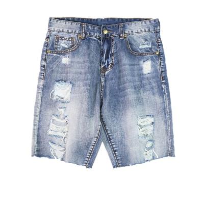 China 2022 Trend Viable Mens Holes Ripped Jeans Relieve Destroyed Distressed Denim Short Pants for sale