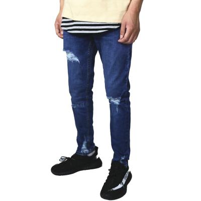 China Breathable High Quality Washed Ripped Blue Skinny Stretch Jeans For Men for sale