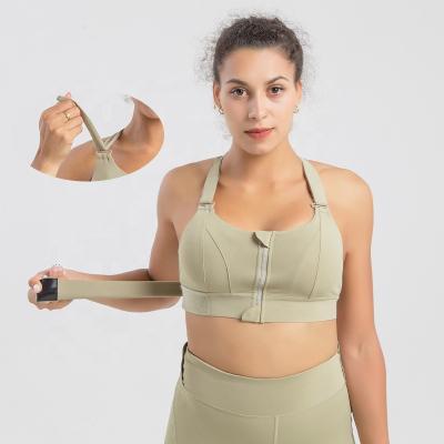 China More Breathable Fitness And Waist Front Zip High Impact Adjustable Yoga Wear Large Large Cup Size Bras for sale