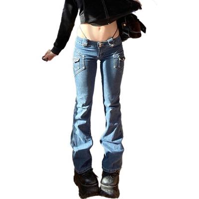 China Retro Grunge Cute Low Rise Jeans Womens Straight Leg Pants For Women for sale