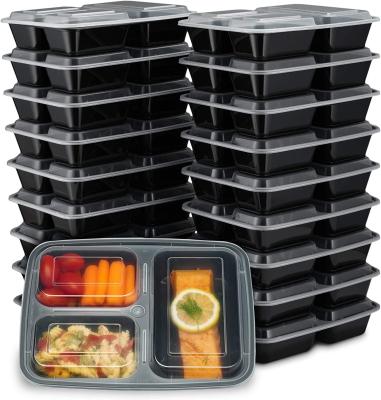 China CLASSIC 32oz 3 Compartment Plastic Food Containers With Transparent Lids for sale