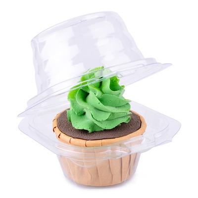 China Recycled materials factory direct wholesale 50 pcs small transparent stackable single clear cupcake container for sale